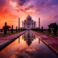 Breathtaking sunset at the Taj Mahal in Agra