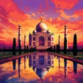 Breathtaking sunset at the Taj Mahal in Agra Royalty Free Stock Photo