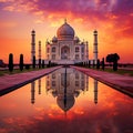 Breathtaking sunset at the Taj Mahal in Agra Royalty Free Stock Photo