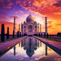 Breathtaking sunset at the Taj Mahal in Agra