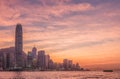 Breathtaking sunset view the Hong Kong Victoria Harbor the blue sky and white cloud Royalty Free Stock Photo