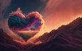 Heart Shape Surreal Portal at the Mountain Valley - Graphic Art - Generative Ai Royalty Free Stock Photo