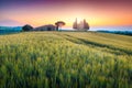 Fantastic Vitaleta chapel at sunset, near Pienza, Tuscany, Italy, Europe