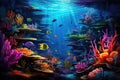 Breathtaking underwater scene with marine life, coral reef and colorful fish. Generative AI Royalty Free Stock Photo