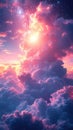 Cosmic Sunset Clouds with Stars in a Dreamy Sky. Background for Instagram Story, Banner