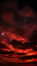 Fiery Red Cosmic Sky with Stars and Dramatic Clouds Royalty Free Stock Photo