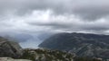 Breathtaking video of Preikestolen pulpit rock during rainy summer day in Norway, Scandinavia