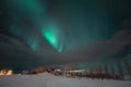 aurora borealis in the night sky above Reykjavik, Iceland, with stars twinkling in the background Royalty Free Stock Photo