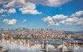 Panoramic view of Istanbul from the gardens of the Suleymaniye Mosque, Turkey