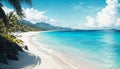 Breathtaking View of Clear Waters, Beautiful Sky, and Sunlit Beach Royalty Free Stock Photo