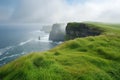 Breathtaking view of the Cliffs of Moher in Ireland on a sunny day. The image is generated with the use of an AI. Royalty Free Stock Photo