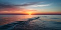 Breathtaking view of the colourful sunset over calm ocean. AI generated. Royalty Free Stock Photo