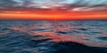 Breathtaking view of the colourful sunset over calm ocean. AI generated.