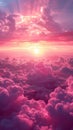 Ethereal Pink Clouds and Sky at Sunrise or Sunset. Background for Instagram Story, Banner Royalty Free Stock Photo