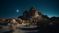 Majestic Moonrise over Desert Rocks
