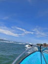 A breathtaking view of the horizon from a boat on the open sea Royalty Free Stock Photo