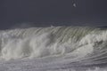 Breathtaking view of huge stormy breaking waves full of foam - beautiful wallpaper Royalty Free Stock Photo