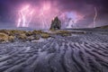 Breathtaking view of Hvitserkur unique basalt rock in Iceland