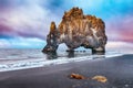 Breathtaking view of Hvitserkur unique basalt rock in Iceland