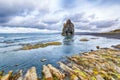 Breathtaking view of Hvitserkur unique basalt rock in Iceland