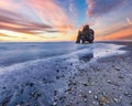 Breathtaking view of Hvitserkur unique basalt rock in Iceland