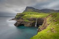 Breathtaking view of the iconic MÃÂºlafossur waterfall on Vagar Island, Faroe Islands Royalty Free Stock Photo