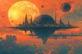 Floating City of Elysium on Multiple Planet