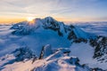 Breathtaking view of the mountains peaks covered in snow under at sunset in High Tatras Slovakia Royalty Free Stock Photo