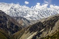 Breathtaking view of the mountains of sand, rock and ice near Lake Tilicho and the landslide pass route in the annapurnas Royalty Free Stock Photo