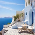 breathtaking view outside a Mediterranean house with open windows and a balcony. Royalty Free Stock Photo