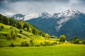 Breathtaking view over summer colors in alpine Switzerland