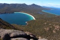 Breathtaking view over wineglass bay from the lookout at coles bay