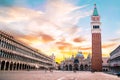 Breathtaking view of the Piazza San Marco square with Basilica of Saint Mark in Venice, Italy. Amazing places. Popular tourist Royalty Free Stock Photo