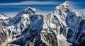 Remote Himalayan Mountain Ridge with Sharp Peaks and Snow Trails Majestic Landscape Royalty Free Stock Photo