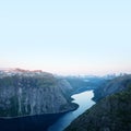 Breathtaking view on Ringedalsvatnet from Trolltunga rock Royalty Free Stock Photo