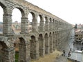 The Breathtaking View of Roman Aqueduct of Segovia in the Rainy Day, Segovia Royalty Free Stock Photo