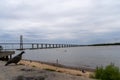 Breathtaking view of Rosario-Victoria Bridge from the coast of Rosario