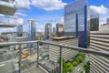 Amazing view of Seattle cityscape from apartment balcony.