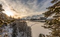 Breathtaking view of the snowy mountains gleaming under the sunrays in Engadin, Switzerland Royalty Free Stock Photo