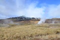 Breathtaking landscape of a steaming geysir in Iceland Royalty Free Stock Photo