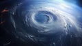 A breathtaking view of a super storm tornado in hurricane weather as seen from space, Ai Generated Royalty Free Stock Photo