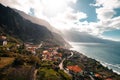 Breathtaking view to mountain villages at sunset on Madeira, Portugal