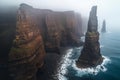 Misty Cliffs Along Rocky Coastline