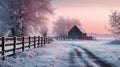 Serene Snowy Sunrise in the Countryside