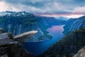 Breathtaking view of Trolltunga rock