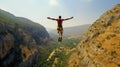 Breathtaking Vardousia Greek Mountain View With Thrilling Bungee Jumping Guides Royalty Free Stock Photo