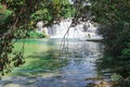 Breathtaking view Waterfalls of Krka National Park, Sunny day, summer season having greenery and trees, Croatia