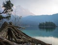 Breathtaking view of Zugspitze lake surrounded with forests in Eibsee