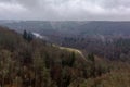 Breathtaking views of the meandering Gauja River and the valley rich in forests covered with fog