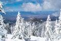 Breathtaking Views of Santa Fe New Mexico Valley from Snow Covered Mountain Top Royalty Free Stock Photo